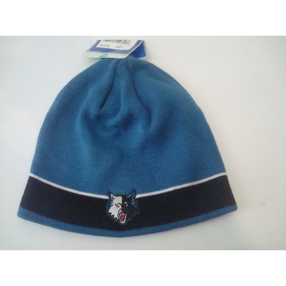 MINNESOTA TIMBERWOLVES ADIDAS BEANIE KNIT TOBOGGAN HAT CAP VINTAGE DEADSTOCK x2